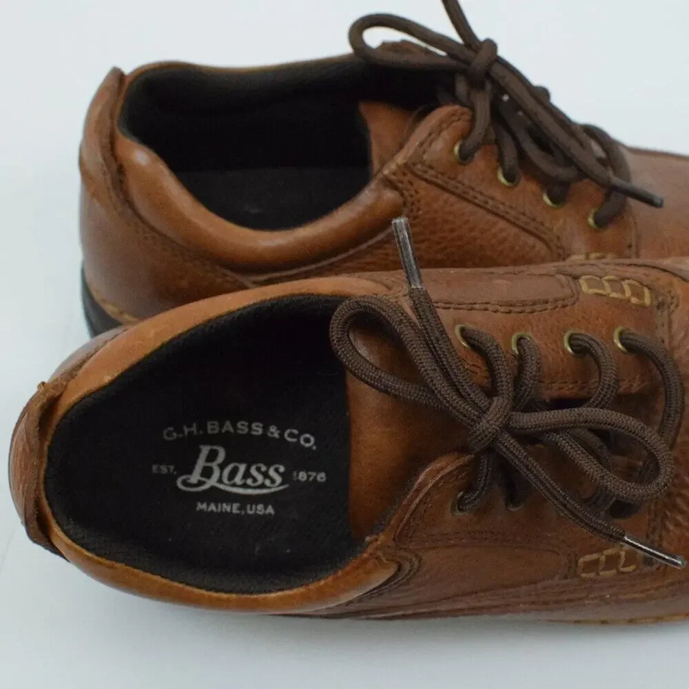 G.H. Bass & Co Mens Leather Stanley Oxford Brown Lightweight Loafer Shoes Casual